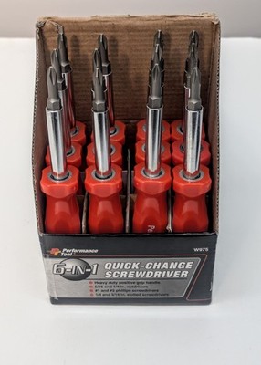 (12) Performance Tool W975 6-in-1 Quick Change Screwdrivers NEW  (Case Of 12)