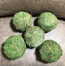 Set Of 5 Vintage ~3.5” Rustic Decorative Bowl Fillers Moss Balls Green