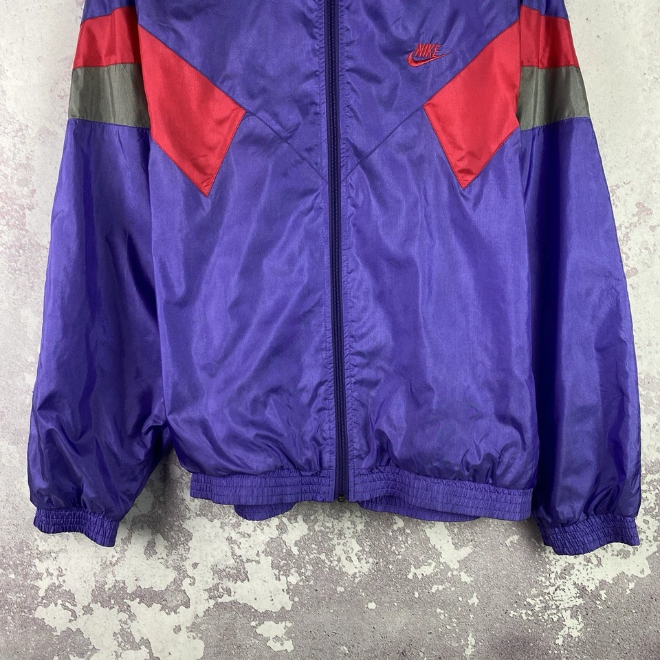 Vintage Nike Jacket Swoosh Y2K Men’s Drill Nylon Purple Rare 90s Size M - Image 3 of 4
