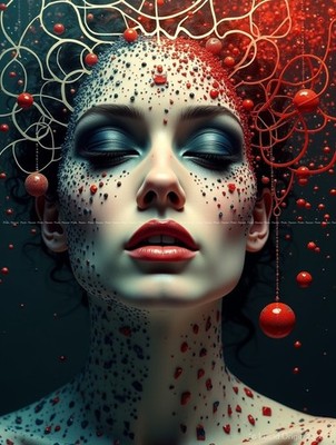 Foto A4 Gesicht Frau Dali Stil Inspiration Poster Kunst 18291