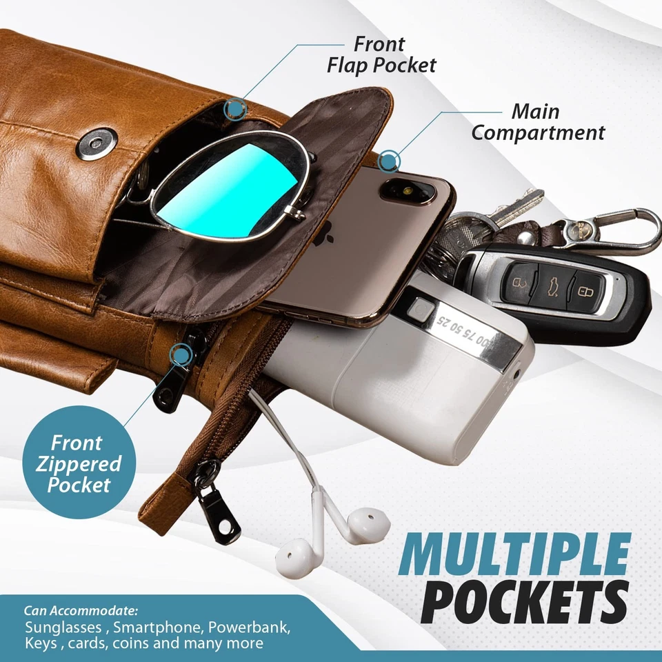 Genuine Leather Cell Phone Holster Fit for iPhone 16 15 14 13 Pro Max Samsung... - Image 3 of 4