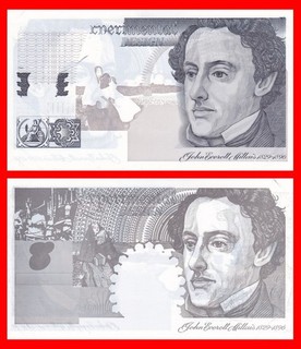 POLYMER Test Note Specimen John Millais intaglio 1980 England Werbenote TYP B