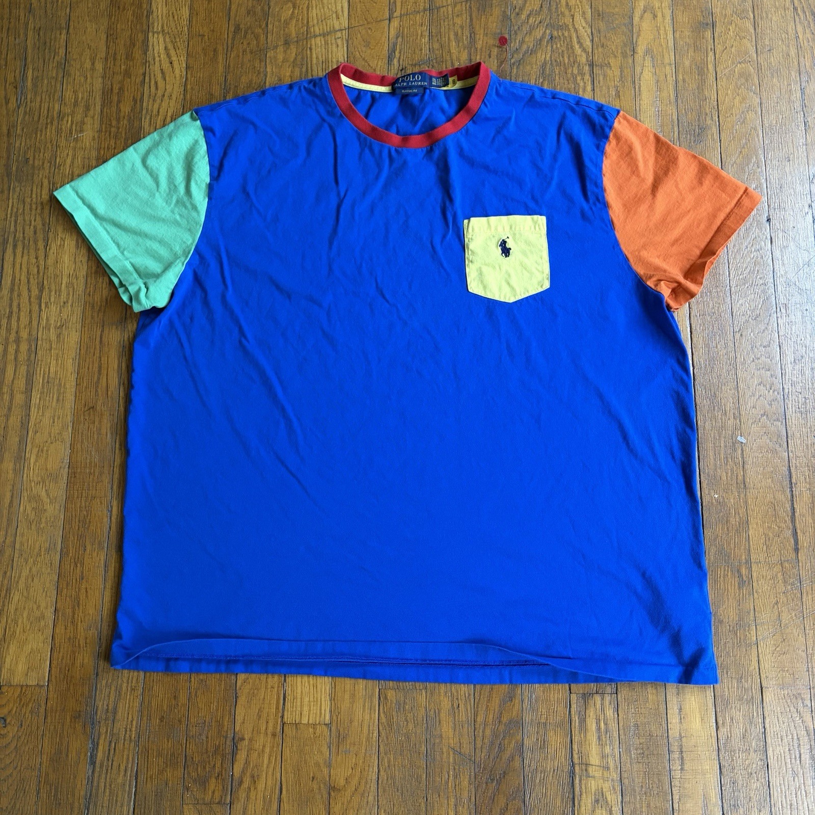 Polo Ralph Lauren Classic Fit Colorblock Pocket T-Shirt Mens Size 2XL Multicolor