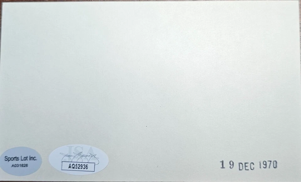 Jim Plamer HOF Baltimore Orioles 1965-1984 Signed 3x5 Index card JSA COA AQ52936 - Image 2 of 3