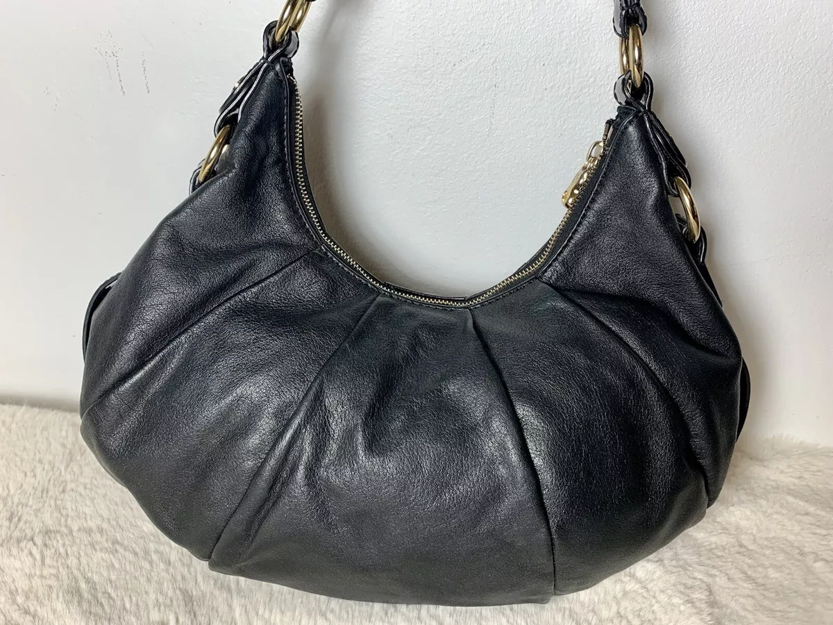 Vera Wang Simply Vera Black Leather Hobo Purse Handbag Boho Shoulder Bag Purse