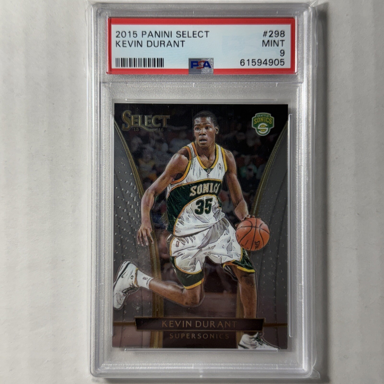 KEVIN DURANT COURTSIDE PSA 9 MINT 2015-16 SELECT SUPERSONICS THUNDER SUNS POP 18