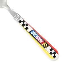 Gibson NASCAR Stainless White Plastic Handle Silverware CHOICE Flatware 