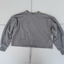 Felpa NIKE piccola grigia donna girocollo crop floccato logo