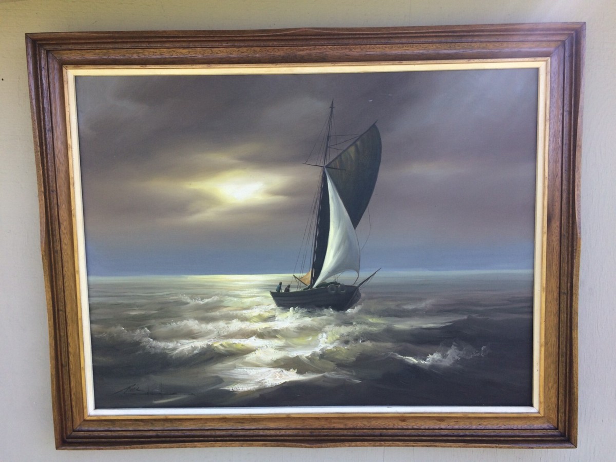RICK GONZALEZ - Filipino Artist Large Maritime Sailboat Seascape