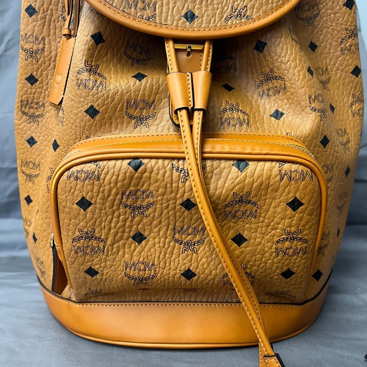 MCM Logogram Heritage Line Cognac Brown Leather Backpack | eBay