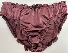 Glossy Butter Second Skin Satin Bikini Panties Sissy Wet Look Silky Ruffles M/L