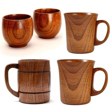 Wooden Cup Handmade Natural Beer Tea Coffee Water Bar Kitchen Bar Drinkware 1-2X