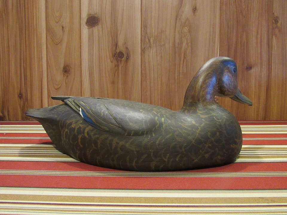 Señuelo de pato negro cabeza girada pato funcionando tallador de pintura original Danny Lee Heuer Foto 2 de 4