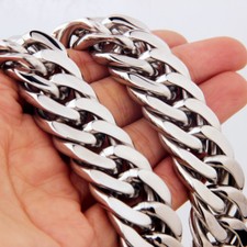 HEAVY Silver 18mm 24" Curb Cuban Link Chain 316L Stainless Steel Men's Necklace