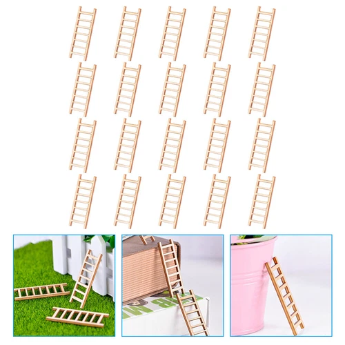 Accesorio de escalera artesanal hágalo usted mismo decoración de escalera miniatura 20 un. mini escalera de madera - Imagen 3 de 13