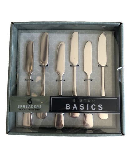 Bistro Basics Set of 6 Jam Cheese Spreaders Stainless Steel Charcuterie 5.5" - Picture 3 of 12