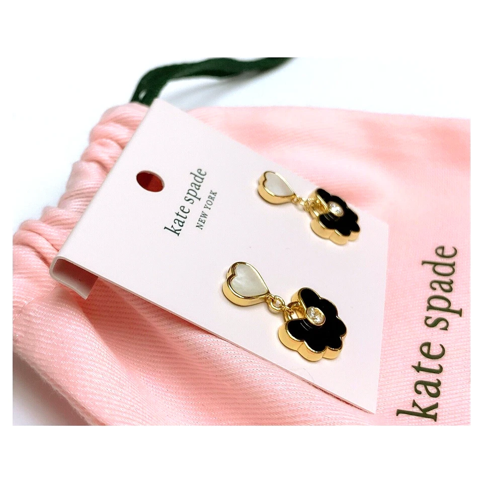 NWT Kate Spade SPADE FLOWER 12-K Gold Plated Brass Mother-of-pearl Drop Earrings - Image 3 of 4