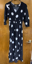 Women "M*Nollby" black/ white V-neck 3/4 length sleeve midi shirt dress. Size SM