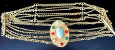 CHRISTIAN DIOR Gorgeous Colorful Cabochon Medallion Vintage Belt Size Small