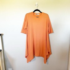 Free People Beach Orange Khana Crew Neck Short Sleeve Tunic Top dress xs
