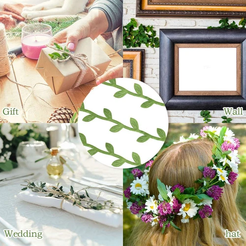 DIY Crafts Leaf Ribbon Artificial Vine Wreaths for Outdoor Willow Garland Green - Bild 4 von 20
