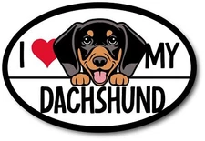Magnet Me Up I Love My Dachshund Magnetic Car Decal, 4x6 Inches Oval, Dog Breed