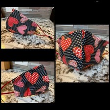 Face Mask Red Hearts Breathable Comfy Elastic W/ Wire Adjustable