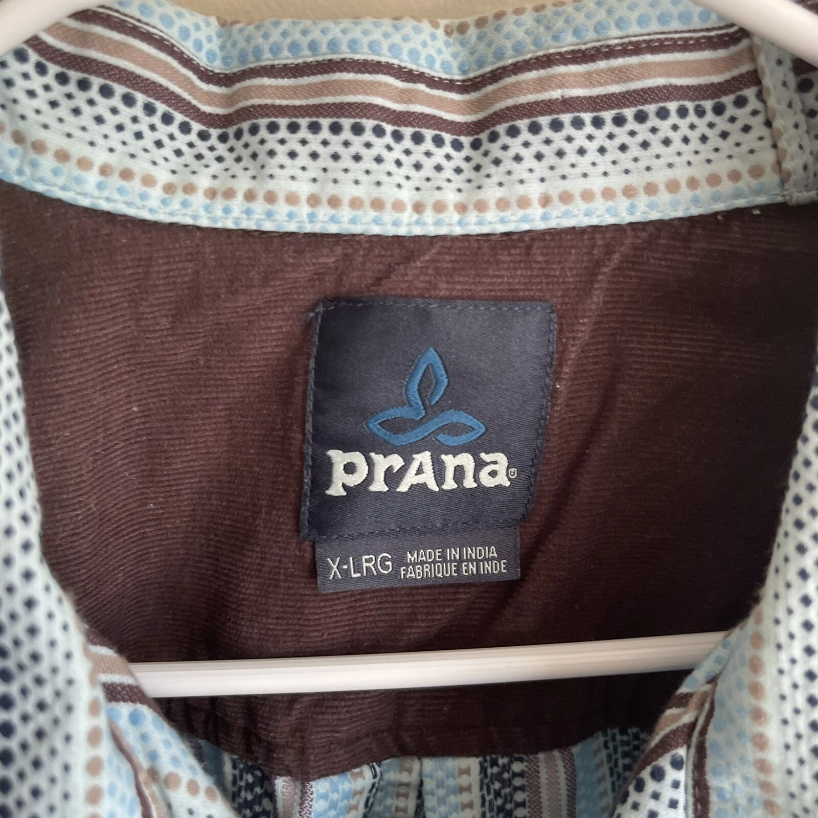 prana striped button front active athletic outdoor hiking shirt