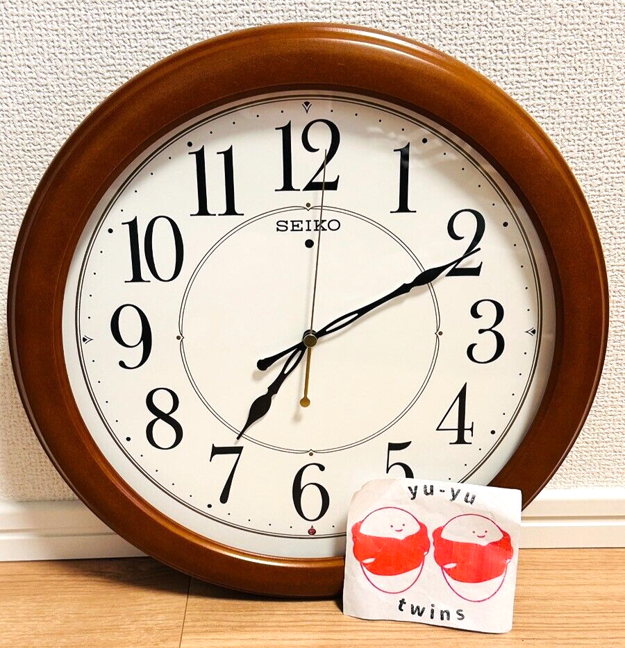 Seiko Clock Wall Clock Radio Wave Analog Brown Wood Frame