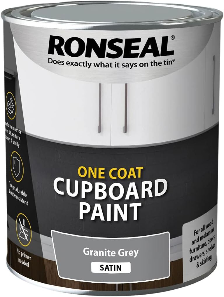 Ronseal One Coat Cupboard Satin Paint Wood Furniture Doors 750ml