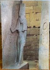 Egyptian Postcard QUEEN NEFERTARI Statue LUXOR Temple Cairo Egypt Deckled Chrome