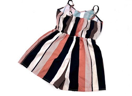 Girls' Sleeveless Striped Romper Multicolor Size 9Y - Picture 2 of 6