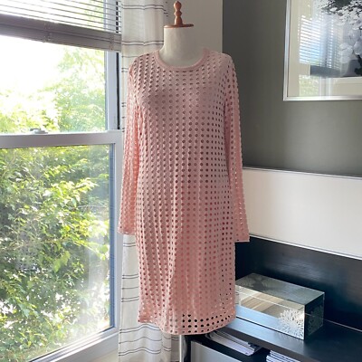 T by Alexander Wang Circular Hole Long Sleeve Dress in Blush