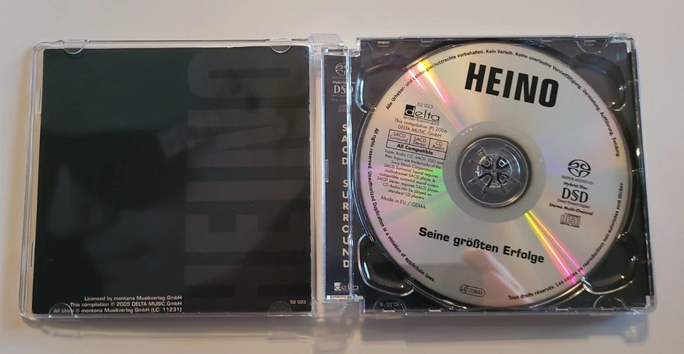 HEINO Seine Grossen Erfolge SACD Hybrid Multichannel Stereo Compilation Music CD Foto 3 de 4