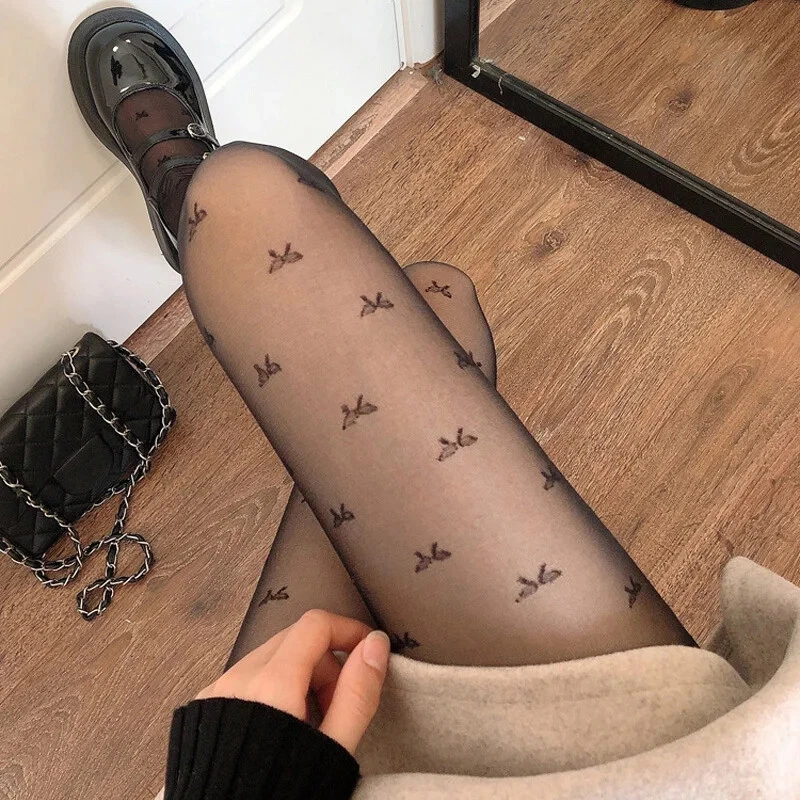 Meia-calça feminina de malha de renda rede de pesca bolinhas sem costura de náilon ajuste - Imagem 2 de 4