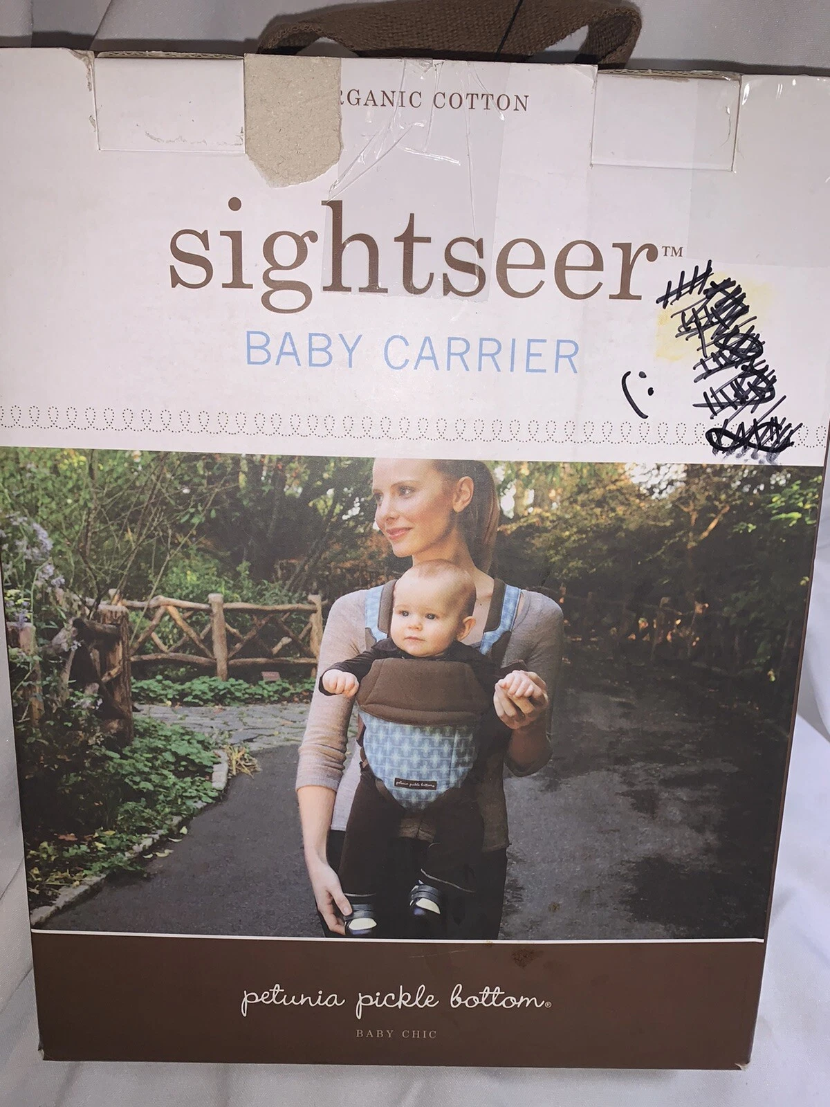 PETUNIA PICKLE BOTTOM 'Sightseer' Brown Organic Cotton Baby Carrier