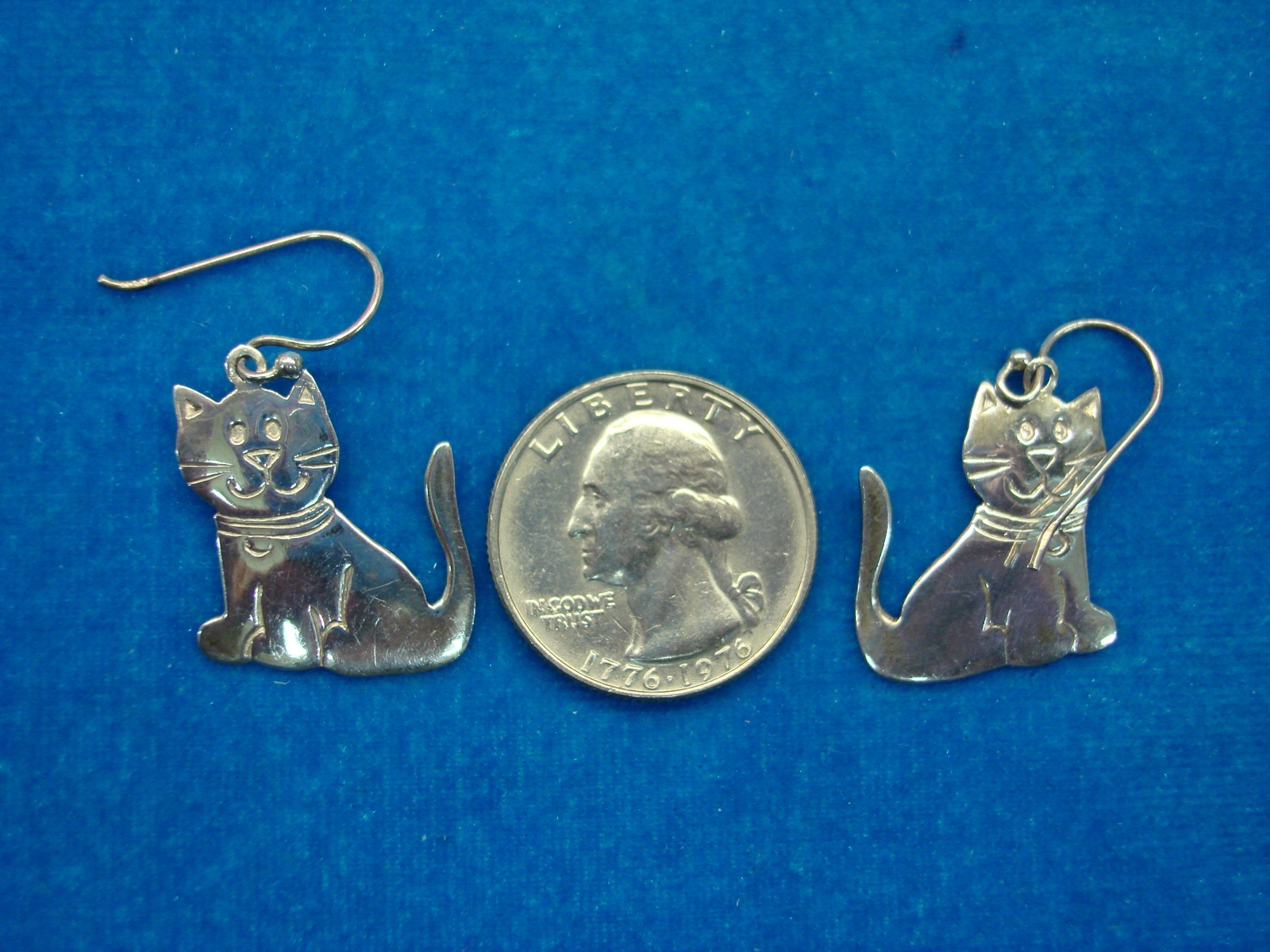 SOLID STERLING SILVER KITTY CAT EARRINGS - DETAIL… - image 5