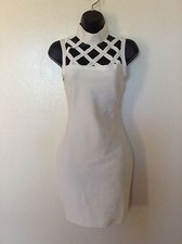 NEW MISSGUIDED Ivory Bandage Strappy Cutouts*High Neck*Fitted Dress*UK 8/US 4