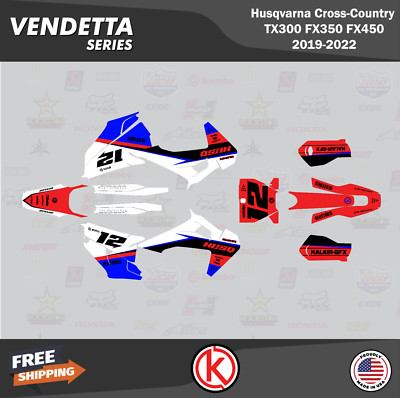 Graphics Kit for Husqvarna TX300, FX350, FX450 (2019-2022) Vendetta - Red Blue