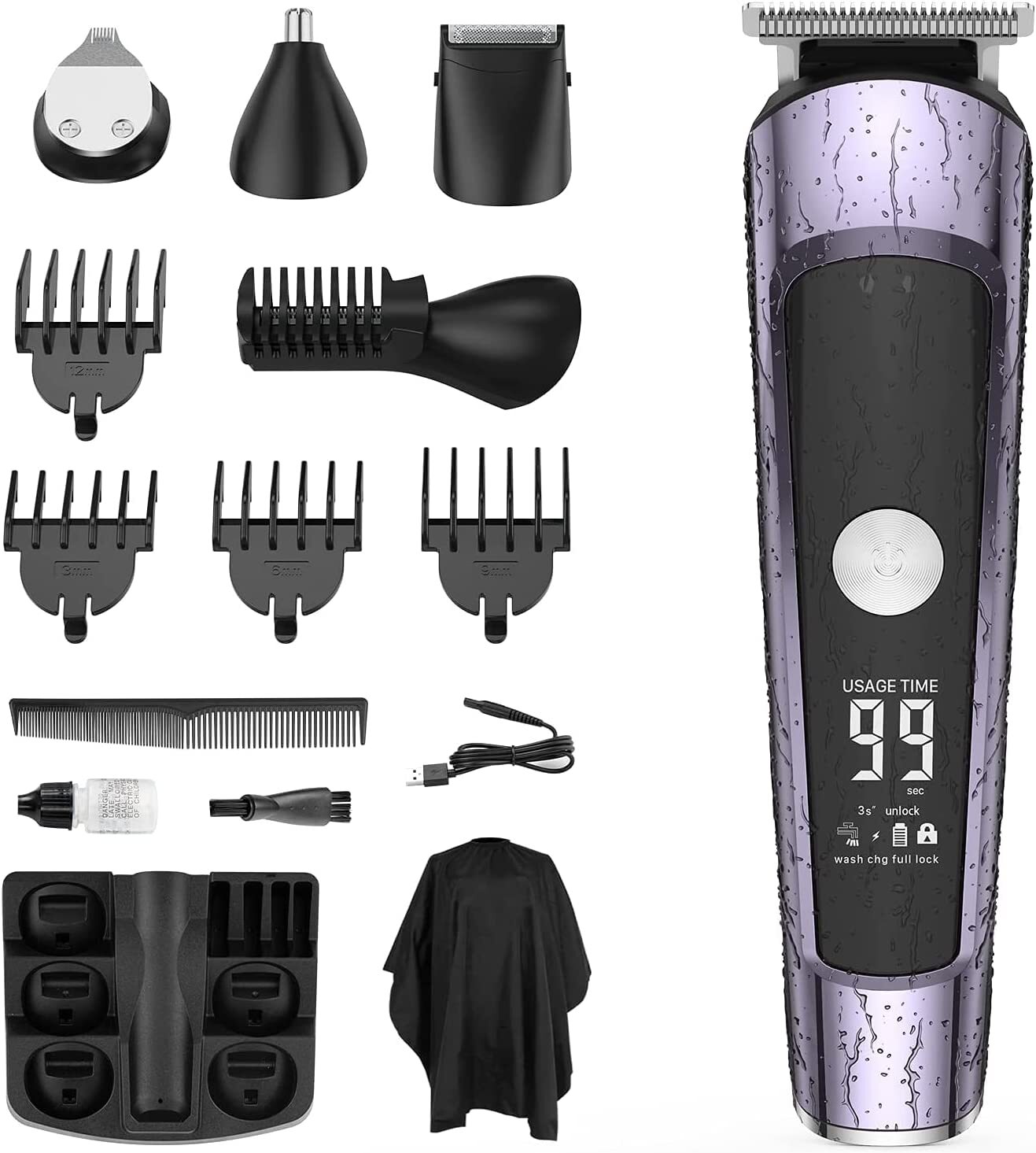 Rasoio Professionale Barba e Capelli: Finitura in Titanio e LED