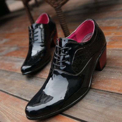High Cuban Heel Lace Up Oxford Shoes Black Fashion Men Casual Dress Formal  Shoes | eBay