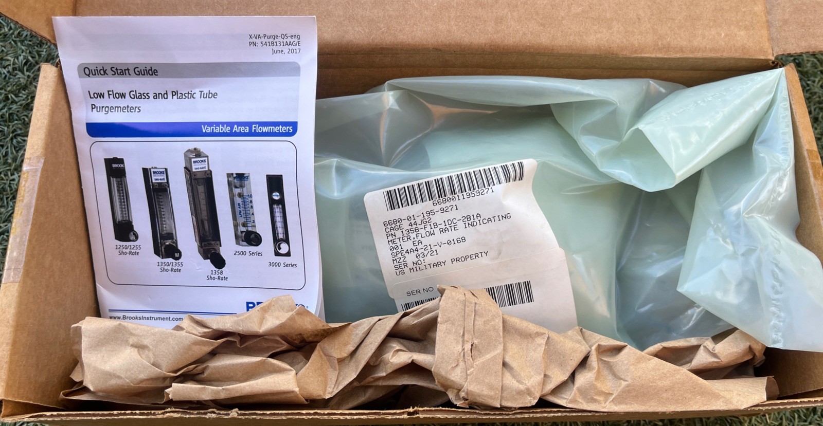 Brooks 1358 Sho-Rate Flowmeter 1358-F1B-1DC-2B1A NSN 6680-01-195-9271 Sealed