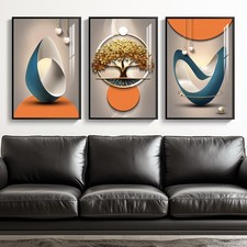 Framed Modern Large Wall Art, Bright Style Paintings Artwork for Walls, Set o...