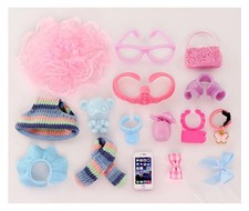 16 pcs Accessories For Mini Pet Toy LPS Collar Crown Bow Bear Kid Great Gift