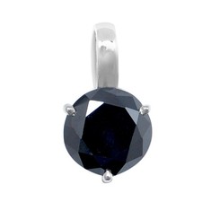 Ciondolo in argento sterling 925 e diamanti neri a getto 100% naturale forma rotonda 4,06 ct