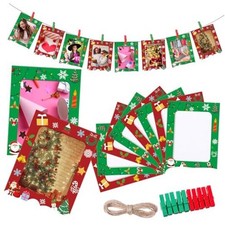 100 Pcs Christmas Paper Photo Frames 4x6 Red and Green Red Green Santa Claus