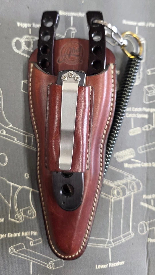 Juego combinado de alicates y cuchillos de pesca con mosca Abel #4 con funda de cuero Foto 2 de 4