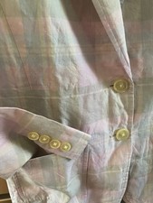 Vintage Classic Preppy Ralph Lauren Women's Pastel Madras Plaid Linen Blazer 2P