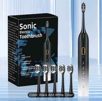 Electric Toothbrush With USB Charging, With 5 Replacement Brush Head -green Pink