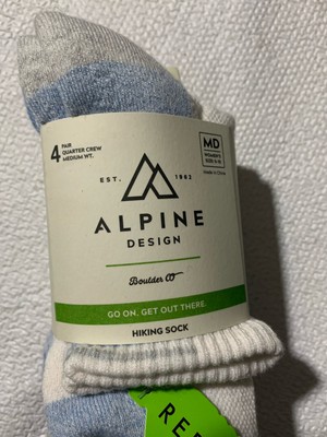 Alpine Design Quarter Crew Hiking Socks Wmns Shoe Sz Medium(5-10) NEW 4pk